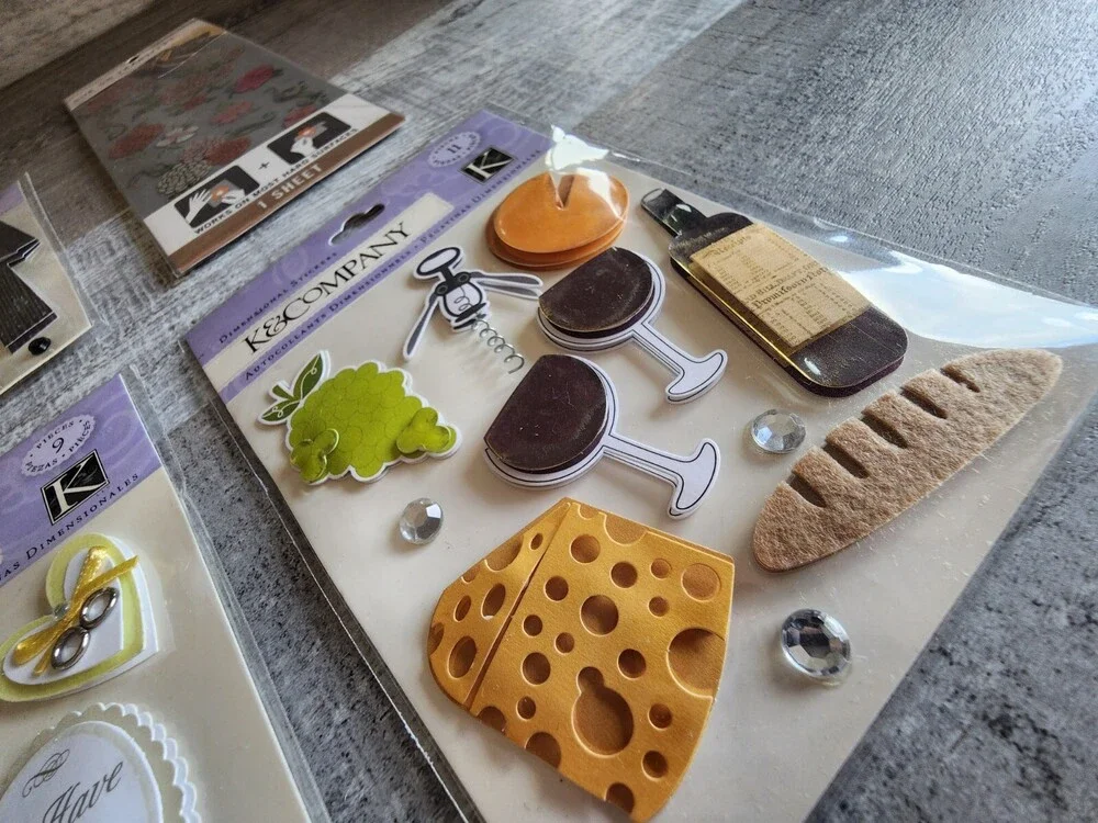 NEW Scrapbook 3D Stickers LOT - Wedding Dress Suit Flowers - K&Co Retired #33
